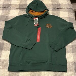 Quiksilver Men's Forest Green Hoodie with Orange Accents
